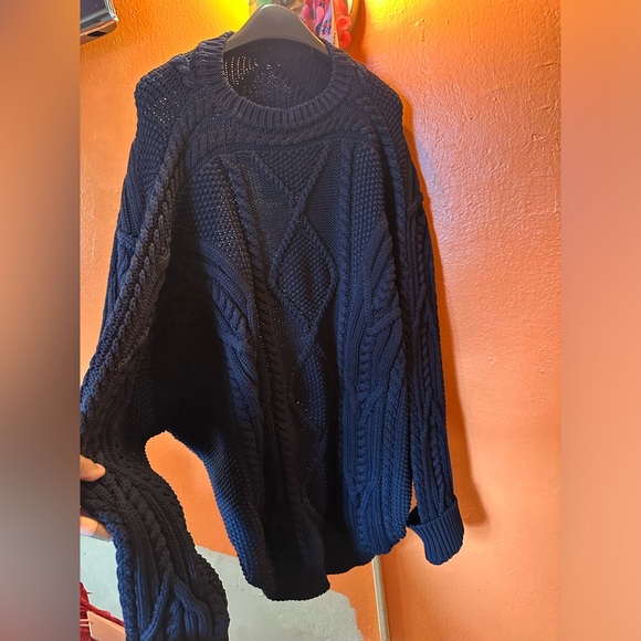 Brand new with tags BURBERRY ink blue cutout cable knit sweater. Blue in color. - Picture 4 of 8